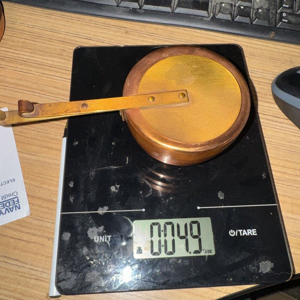 Vintage Copper & Brass Chafing Dish Alcohol Fuel Burner - Candle Holder